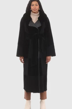 Reversible Select Shearling Lamb Coat With Notch Collar, Belt
