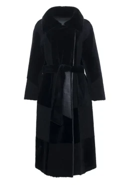 Reversible Select Shearling Lamb Coat With Notch Collar, Belt