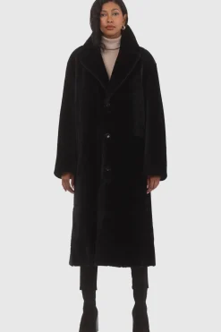 Reversible Select Shearling Lamb Coat With Notch Collar, Belt