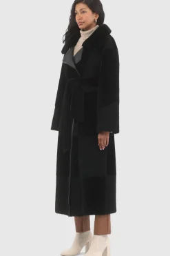 Reversible Select Shearling Lamb Coat With Notch Collar, Belt