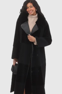 Reversible Select Shearling Lamb Coat With Notch Collar, Belt