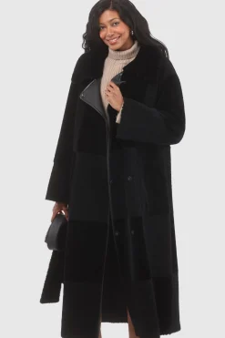 Reversible Select Shearling Lamb Coat With Notch Collar, Belt
