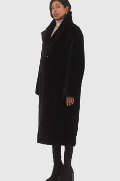 Reversible Select Shearling Lamb Coat With Notch Collar, Belt