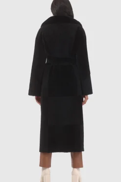 Reversible Select Shearling Lamb Coat With Notch Collar, Belt