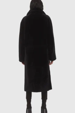 Reversible Select Shearling Lamb Coat With Notch Collar, Belt