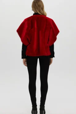 Reversible Select Shearling Lamb Collarless Jacket With Embroidered Trim