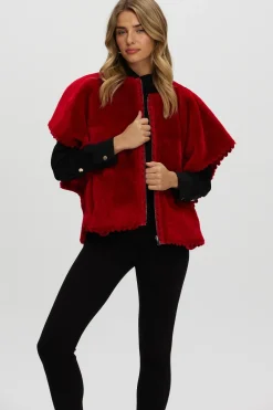 Reversible Select Shearling Lamb Collarless Jacket With Embroidered Trim