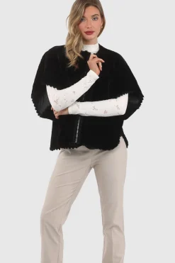 Reversible Select Shearling Lamb Collarless Jacket With Embroidered Trim