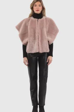 Reversible Select Shearling Lamb Collarless Jacket With Embroidered Trim