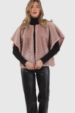 Reversible Select Shearling Lamb Collarless Jacket With Embroidered Trim