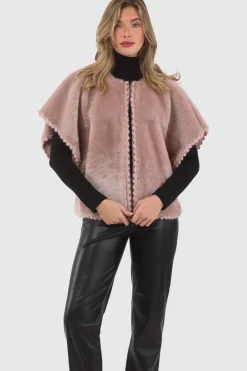 Reversible Select Shearling Lamb Collarless Jacket With Embroidered Trim