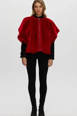 Reversible Select Shearling Lamb Collarless Jacket With Embroidered Trim