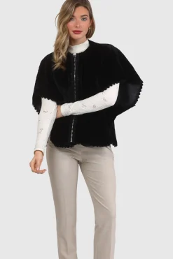 Reversible Select Shearling Lamb Collarless Jacket With Embroidered Trim