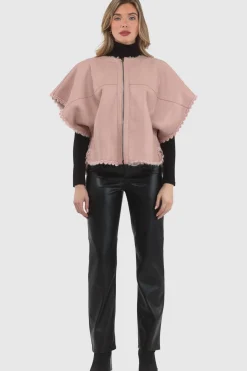 Reversible Select Shearling Lamb Collarless Jacket With Embroidered Trim