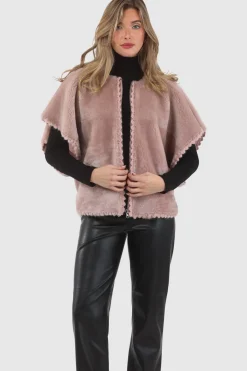 Reversible Select Shearling Lamb Collarless Jacket With Embroidered Trim