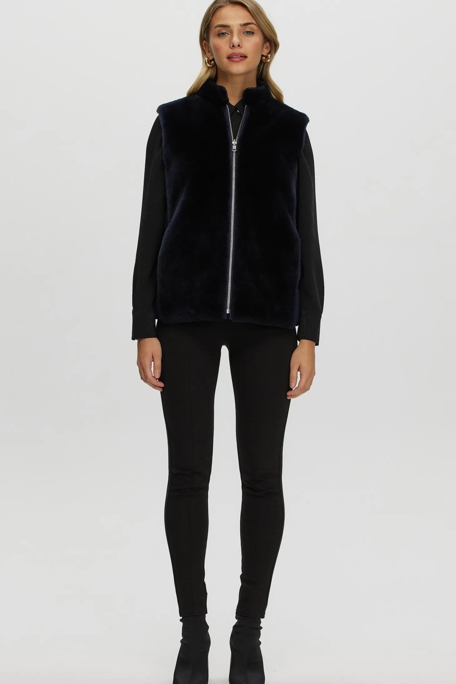 Reversible Select Shearling Lamb Vest With Loro Piana Cashmere & Wool Quilted Down Back