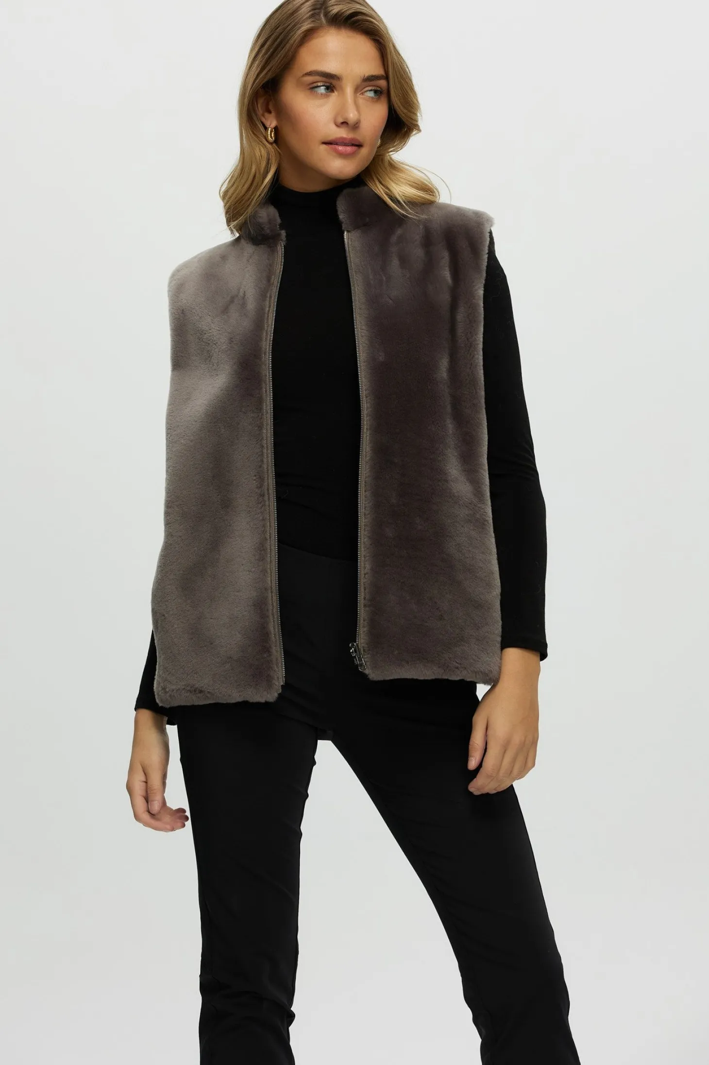 Reversible Select Shearling Lamb Vest With Loro Piana Cashmere & Wool Quilted Down Back