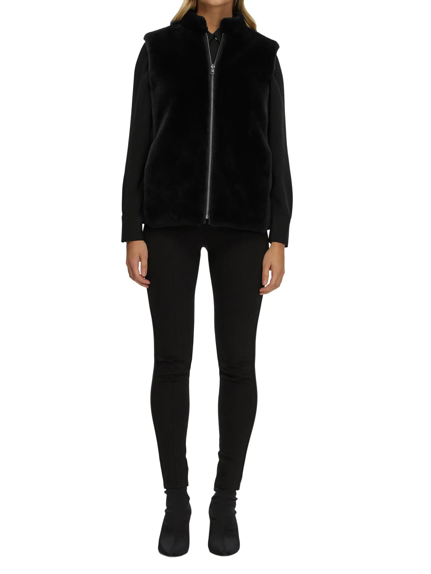 Reversible Select Shearling Lamb Vest With Loro Piana Cashmere & Wool Quilted Down Back