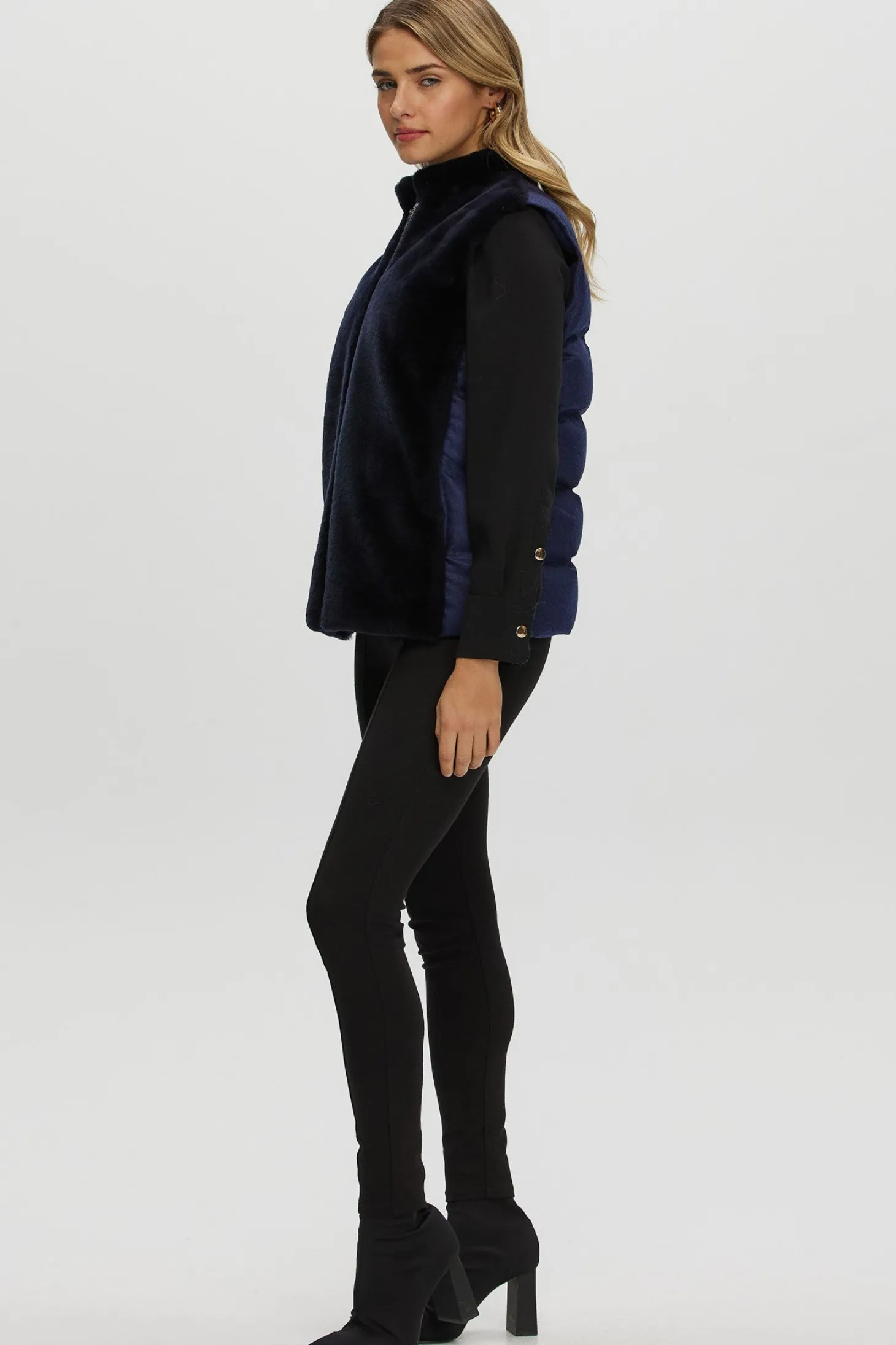 Reversible Select Shearling Lamb Vest With Loro Piana Cashmere & Wool Quilted Down Back