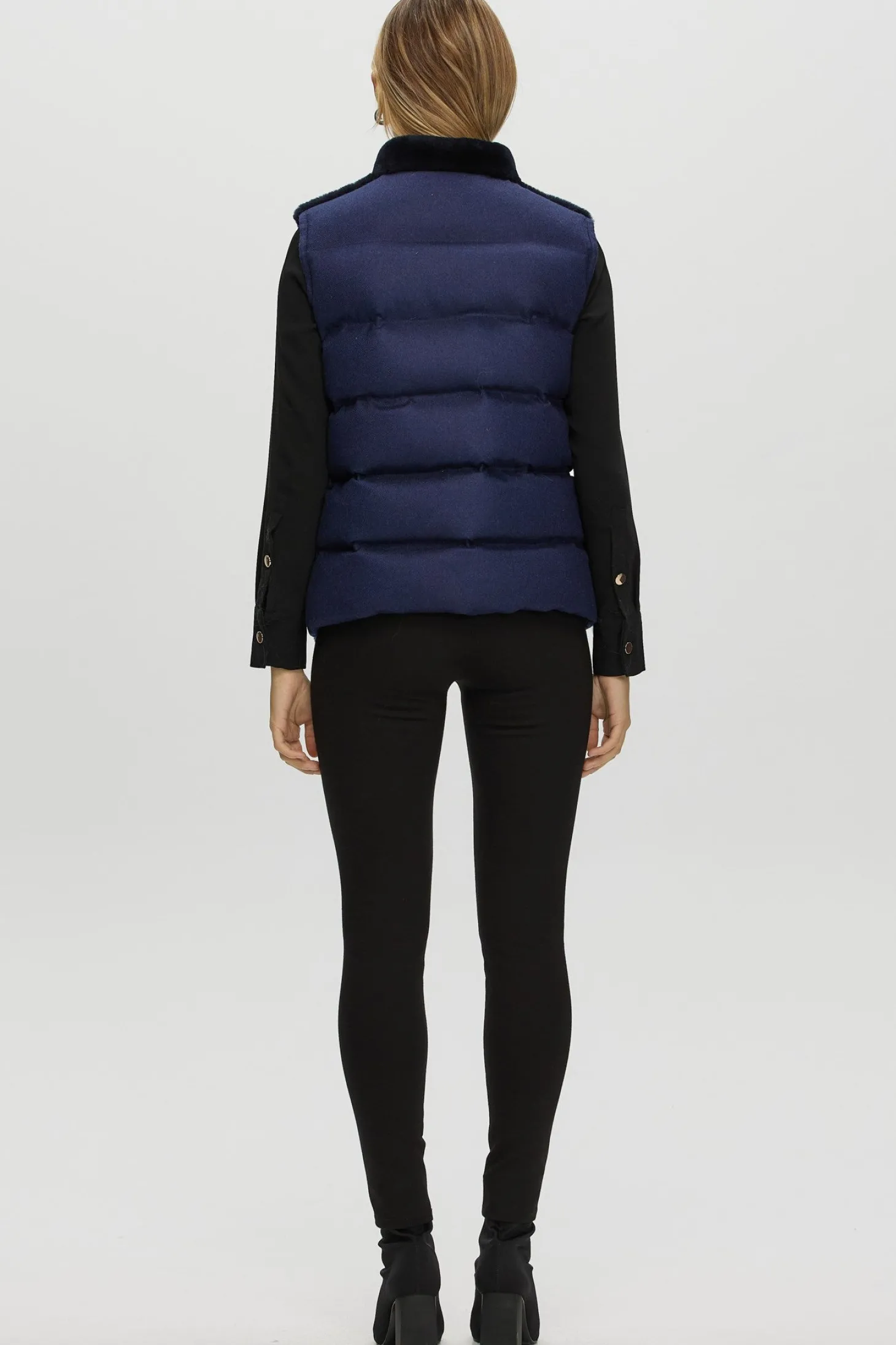 Reversible Select Shearling Lamb Vest With Loro Piana Cashmere & Wool Quilted Down Back