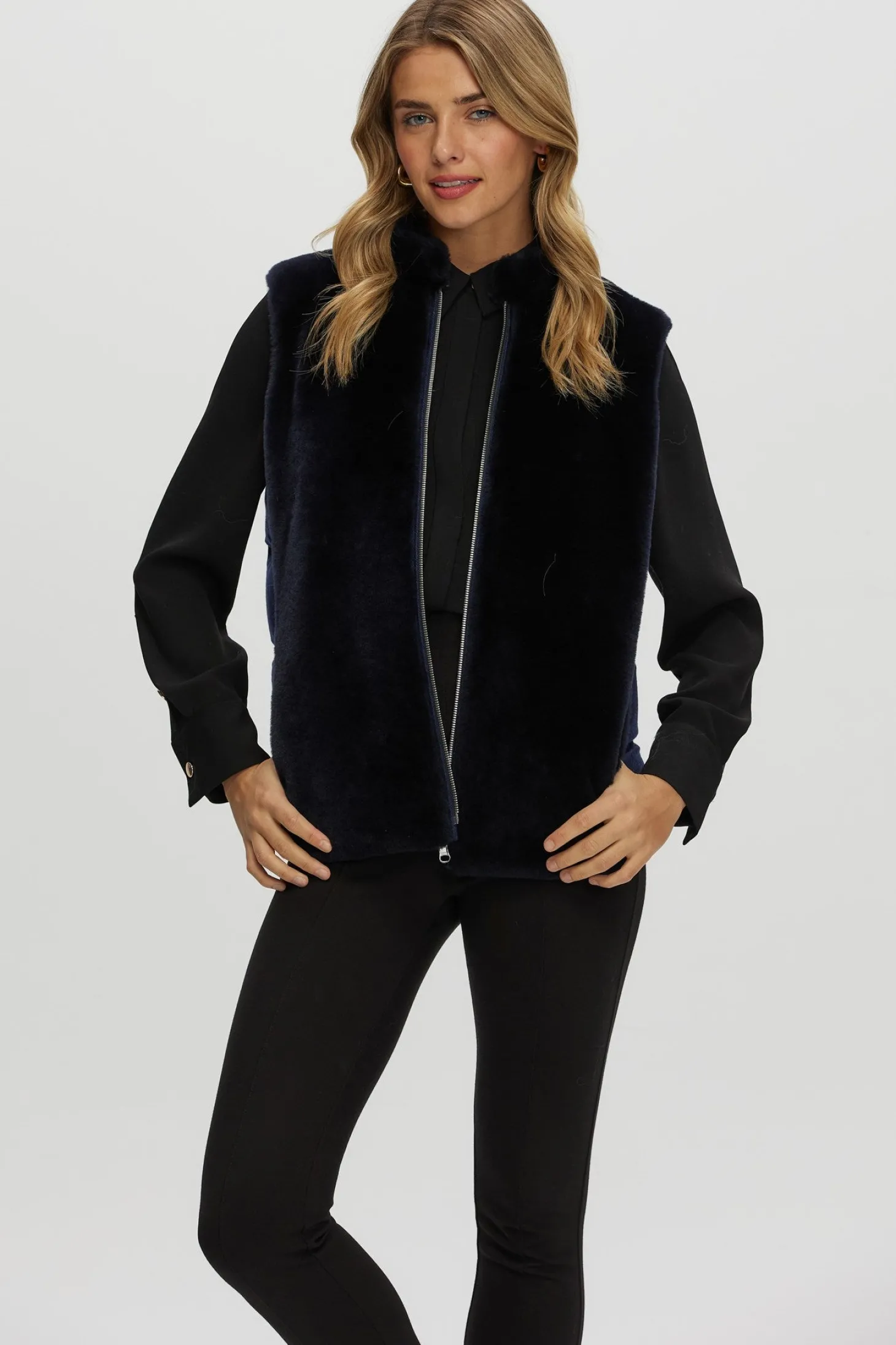 Reversible Select Shearling Lamb Vest With Loro Piana Cashmere & Wool Quilted Down Back