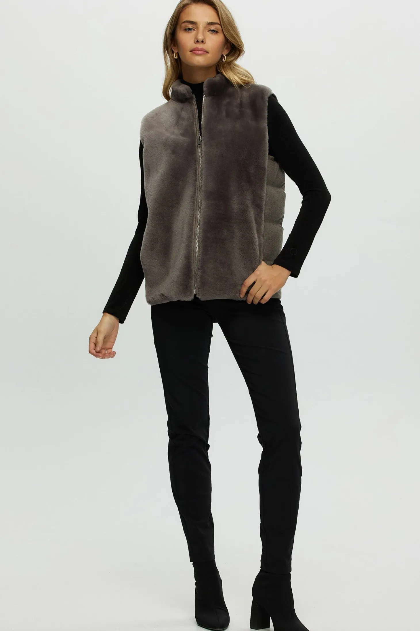 Reversible Select Shearling Lamb Vest With Loro Piana Cashmere & Wool Quilted Down Back