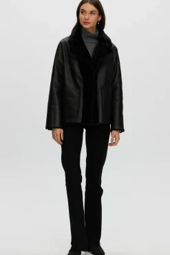Reversible Select Shearling Lamb Jacket With Embroidered Trim