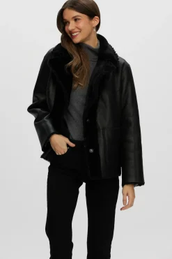 Reversible Select Shearling Lamb Jacket With Embroidered Trim