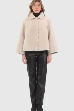 Reversible Select Shearling Jacket With Embroiderd Trim