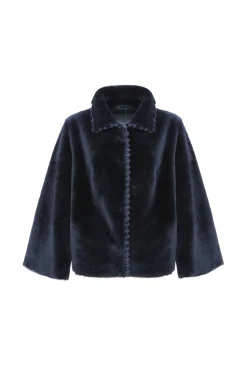 Reversible Select Shearling Jacket With Embroiderd Trim