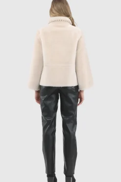 Reversible Select Shearling Jacket With Embroiderd Trim