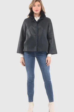 Reversible Select Shearling Jacket With Embroiderd Trim