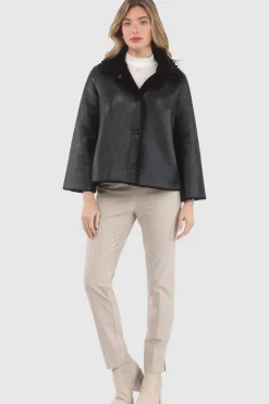 Reversible Select Shearling Jacket With Embroiderd Trim