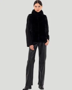 Reversible Shearling Lamb Vest With Select Cashmere Goat Collar