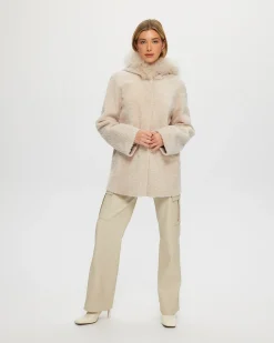 Reversible Shearling Lamb Parka With Select Cashmere Goat Hood Trim