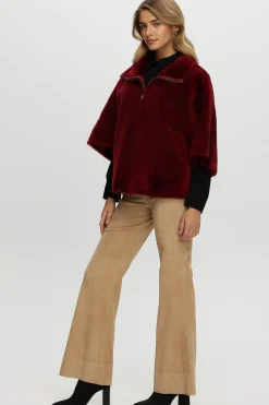 Reversible Shearling Lamb Short Sleeve Zip Cape