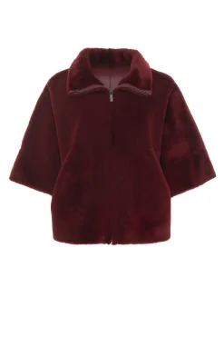 Reversible Shearling Lamb Short Sleeve Zip Cape