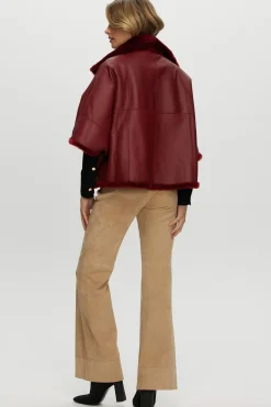 Reversible Shearling Lamb Short Sleeve Zip Cape