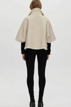 Reversible Shearling Lamb Short Sleeve Zip Cape