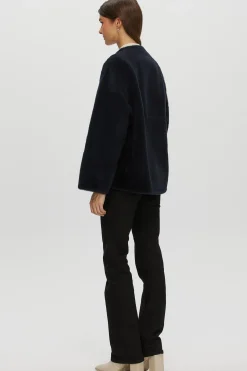Reversible Shearling Lamb Collarless Jacket