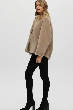 Reversible Shearling Lamb Collarless Jacket