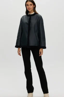 Reversible Shearling Lamb Collarless Jacket