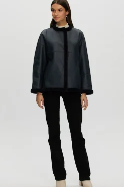 Reversible Shearling Lamb Collarless Jacket