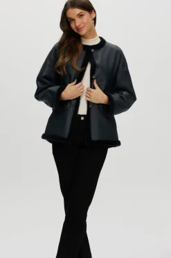 Reversible Shearling Lamb Collarless Jacket