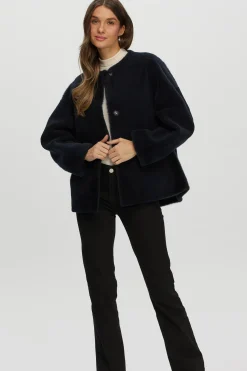 Reversible Shearling Lamb Collarless Jacket