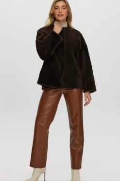 Reversible Shearling Lamb Collarless Jacket