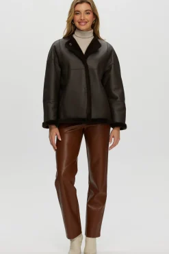 Reversible Shearling Lamb Collarless Jacket