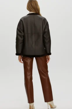 Reversible Shearling Lamb Collarless Jacket