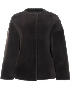 Reversible Shearling Lamb Collarless Jacket