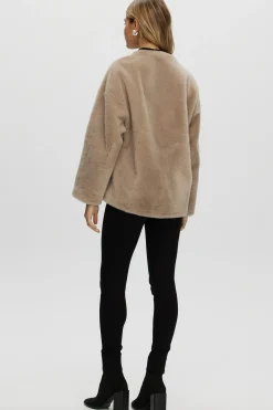 Reversible Shearling Lamb Collarless Jacket